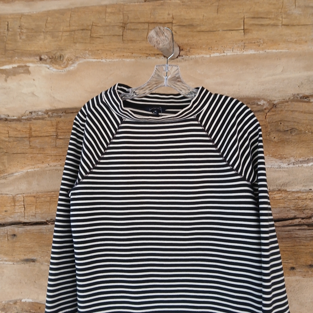 Lands' End Black Striped Raglan Sleeve Tunic Medium - Picture 2 of 10